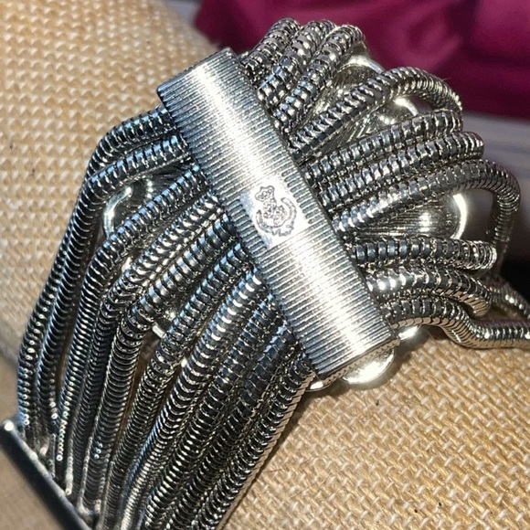 🌹🌹Premier Designs Rhinestones Silver Tone Multi Strand Snakeskin Bracelet - Picture 5 of 9